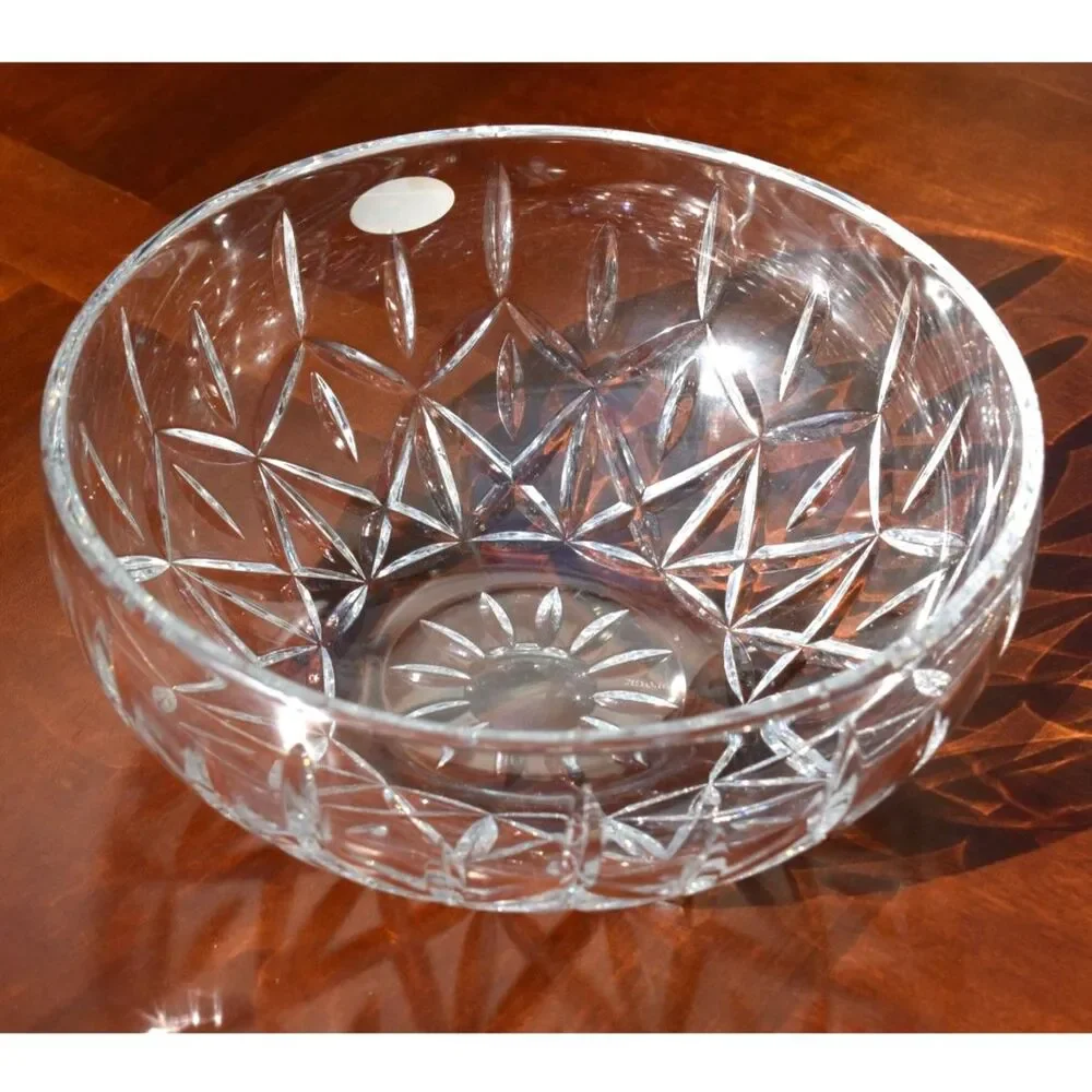 Vintage Block Hand Cut Mouth Blown 24% Lead Crystal Bowl 9